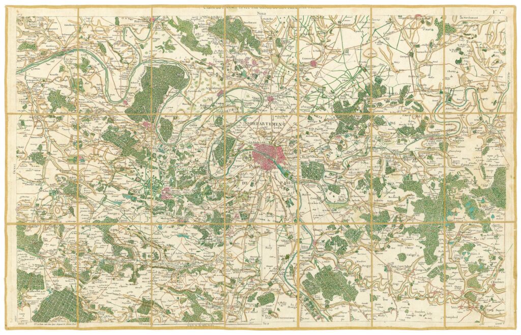 Feuille 1 de la carte de Cassini, Paris et ses environs, en édition d’art au format original