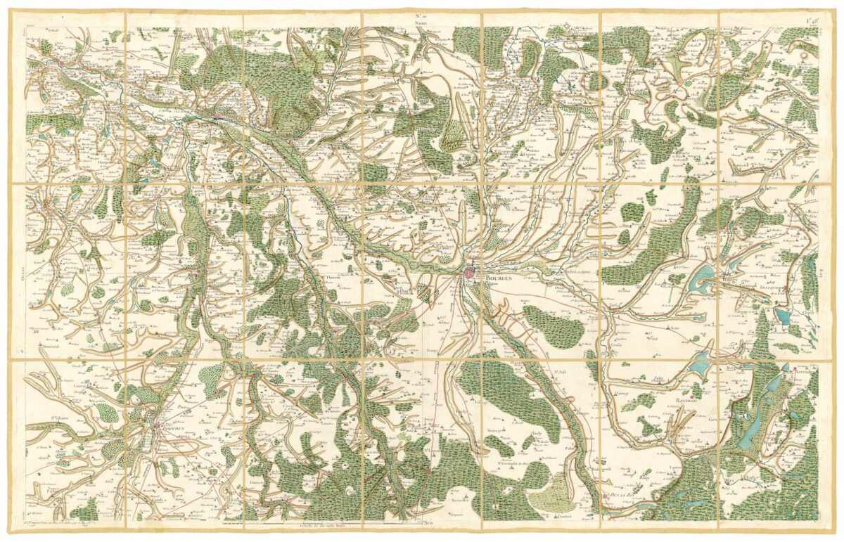 Détail de la carte de Cassini, Bourges, édition d'art