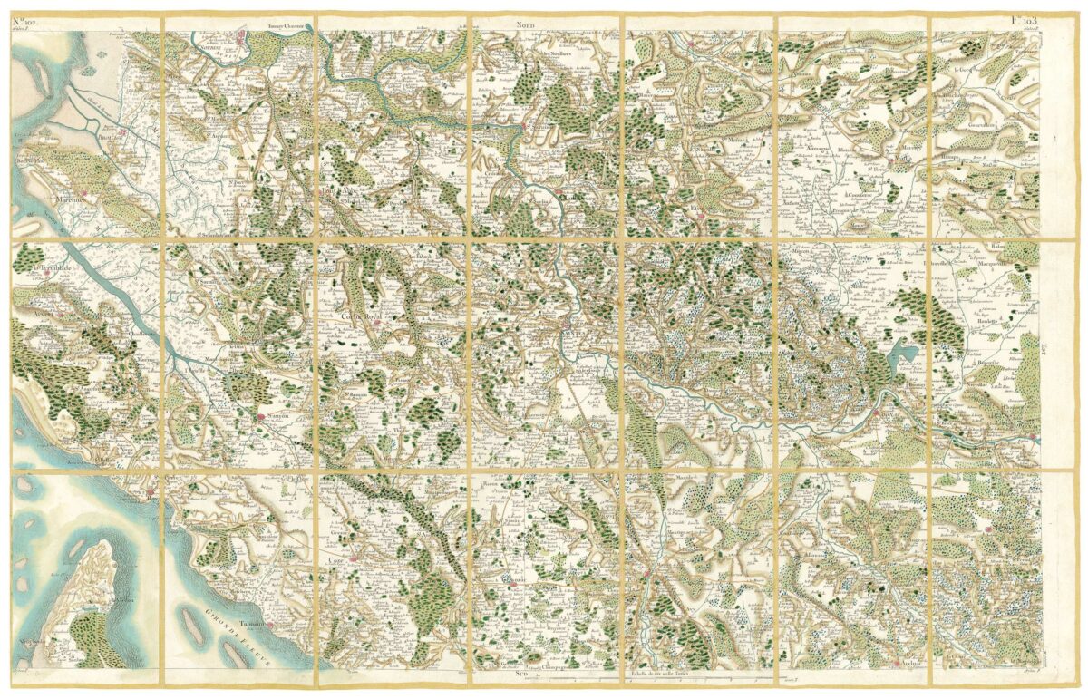 Détail de la carte de Cassini, Saintes, édition d'art
