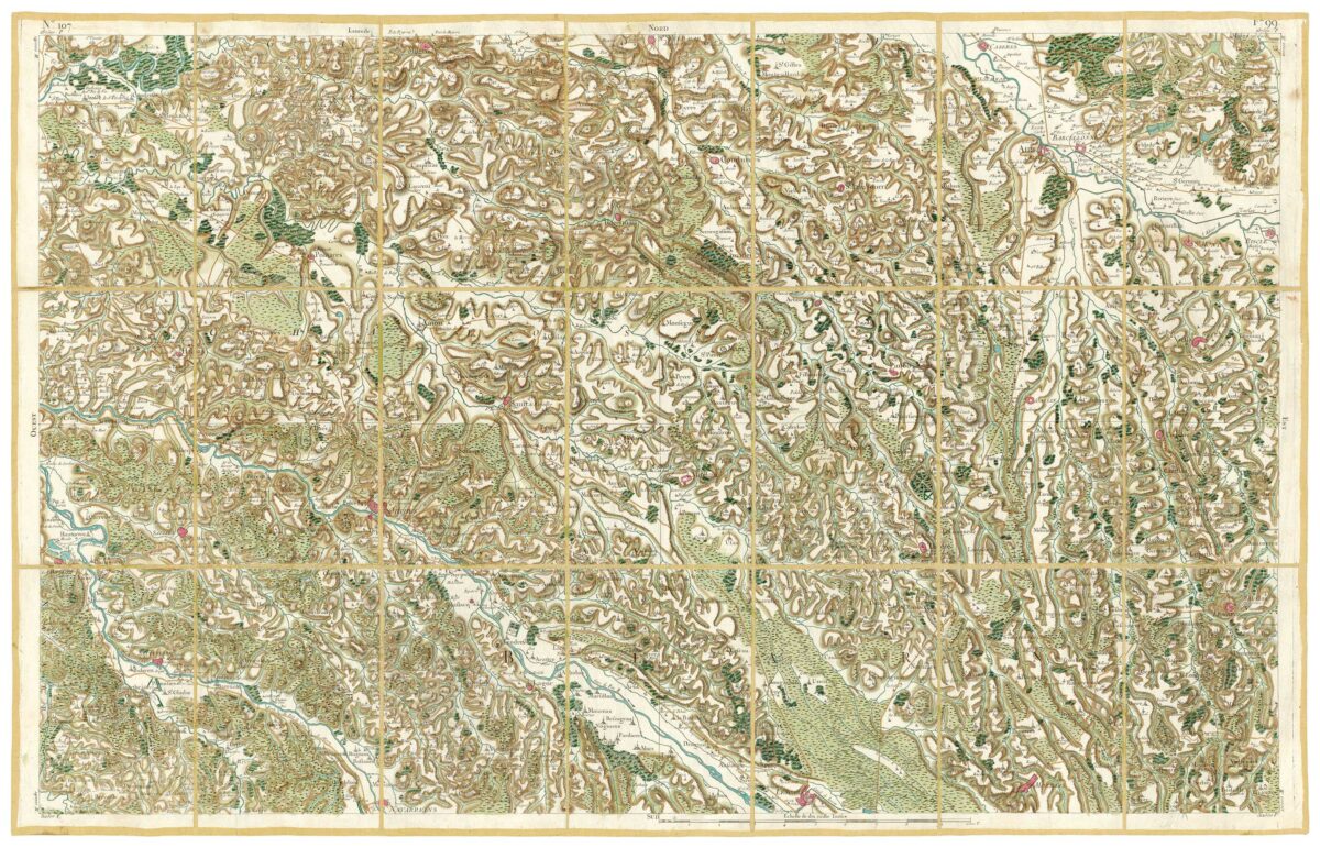 Détail de la carte de Cassini, Aire – Orthez, édition d'art