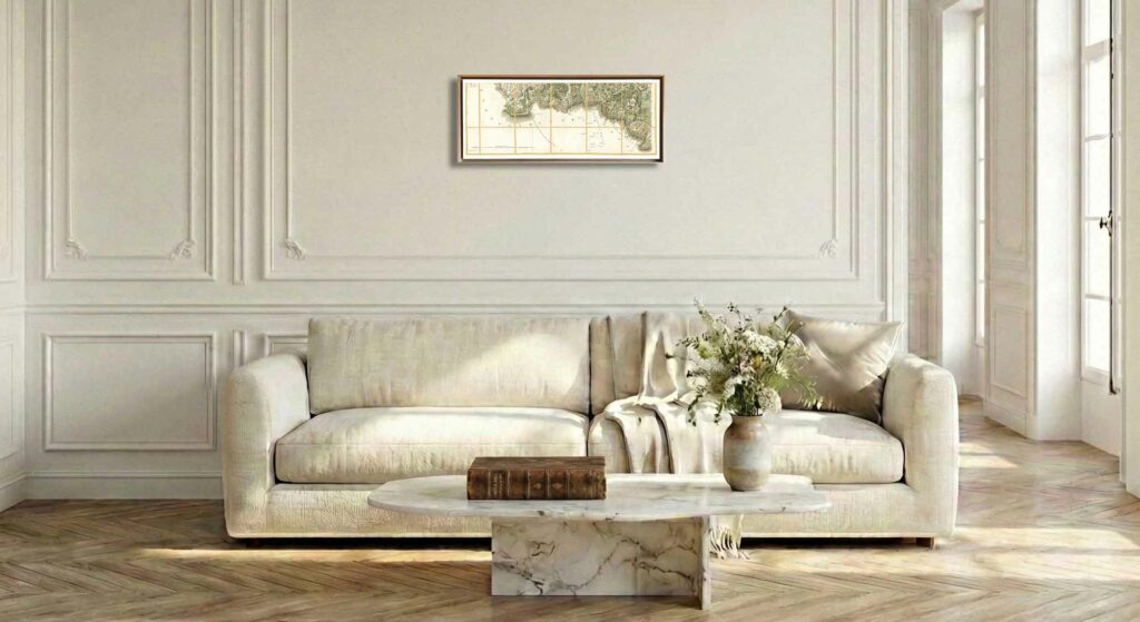 Encadrement caisse américaine en chêne clair pour carte de Cassini - Feuille 108bis - Cauterets