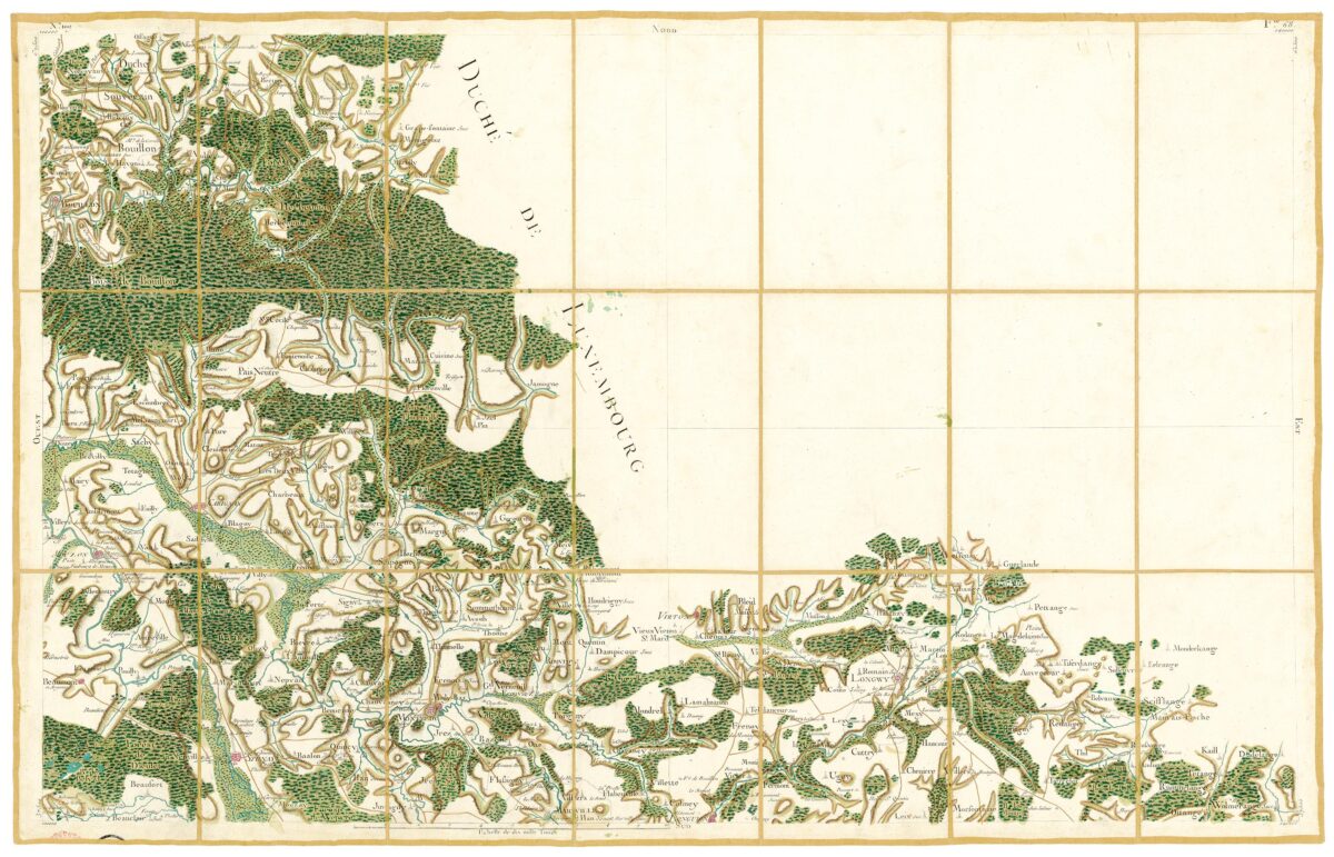 Détail de la carte de Cassini, Montmédy – Longwy – Bouillon, édition d'art