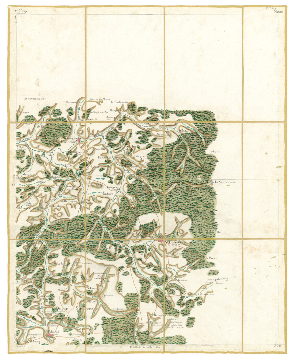 Détail de la carte de Cassini, Saint-Hubert, édition d'art