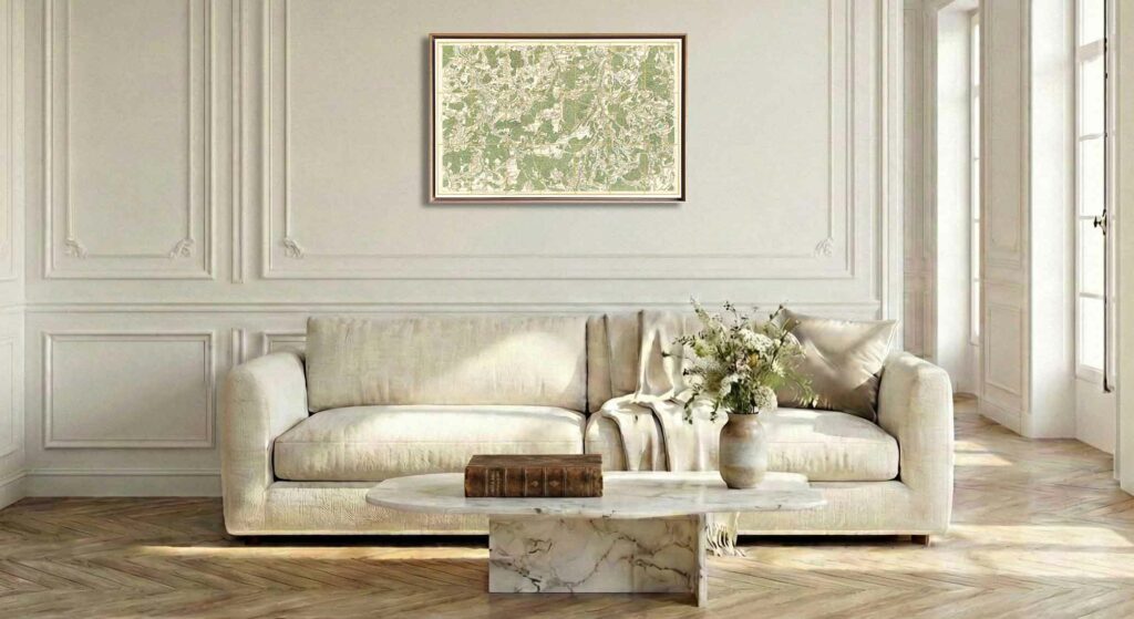 Encadrement caisse américaine en chêne clair pour carte de Cassini - Feuille 112 - Joinville