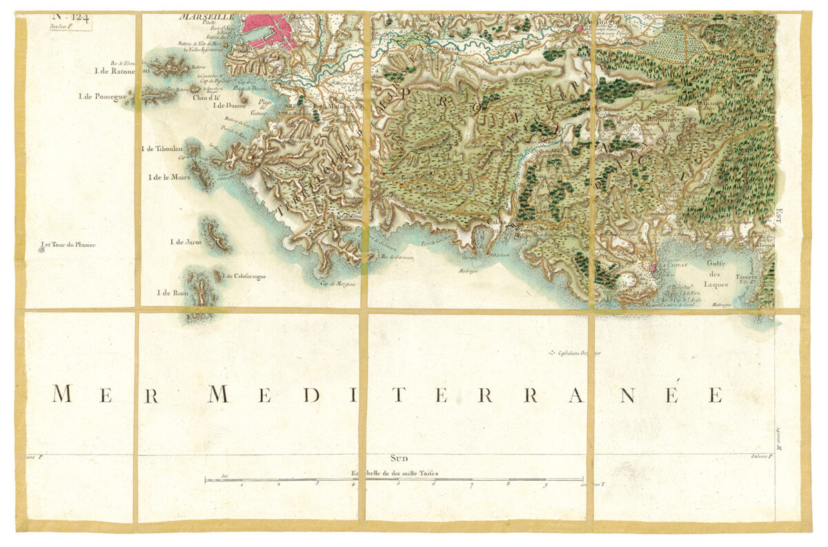Détail de la carte de Cassini, Marseille, édition d'art