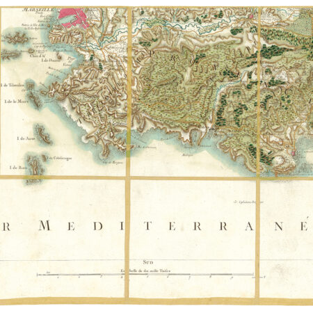 Détail de la carte de Cassini, Marseille, édition d'art