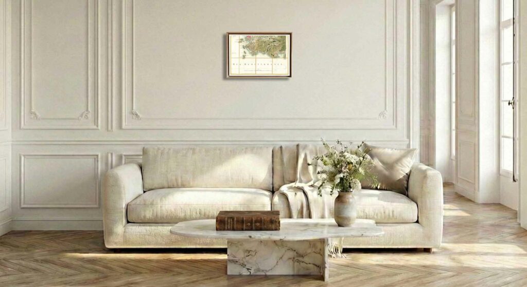 Encadrement caisse américaine en chêne clair pour carte de Cassini - Feuille 124 - Marseille