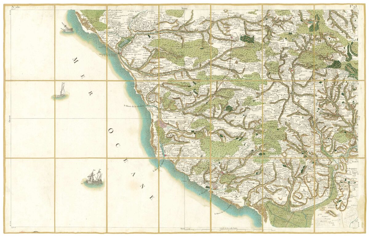 Détail de la carte de Cassini, La Roche-sur-Yon – Les Sables-d'Olonne, édition d'art