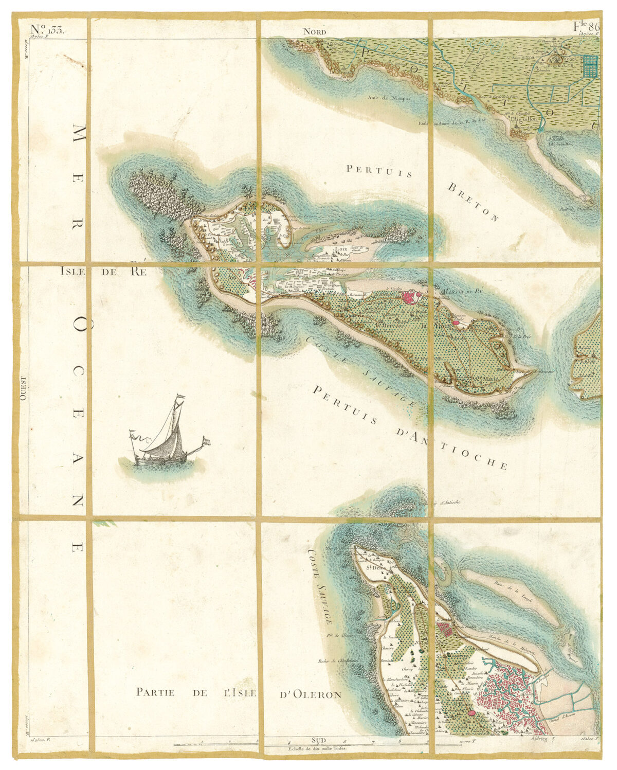 Détail de la carte de Cassini, Ile de Ré, édition d'art