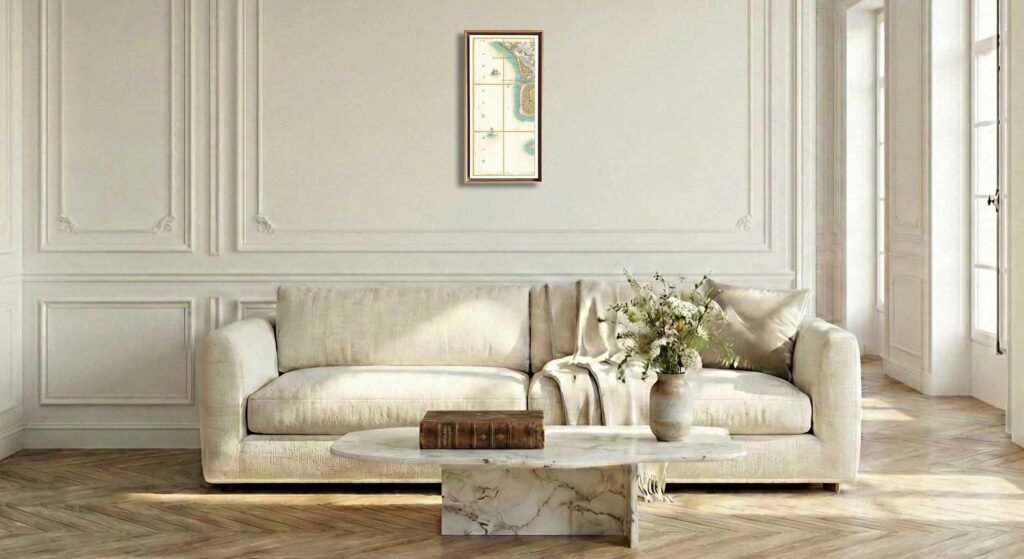 Encadrement caisse américaine en chêne clair pour carte de Cassini - Feuille 134 - Ile d'Oléron