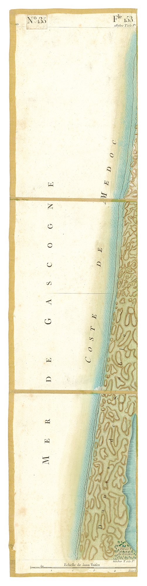 Détail de la carte de Cassini, Côte de Médoc, édition d'art