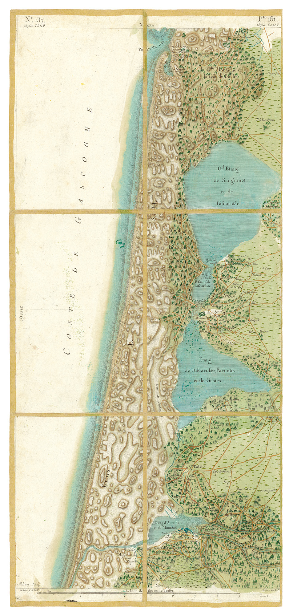 Détail de la carte de Cassini, Cazau, édition d'art