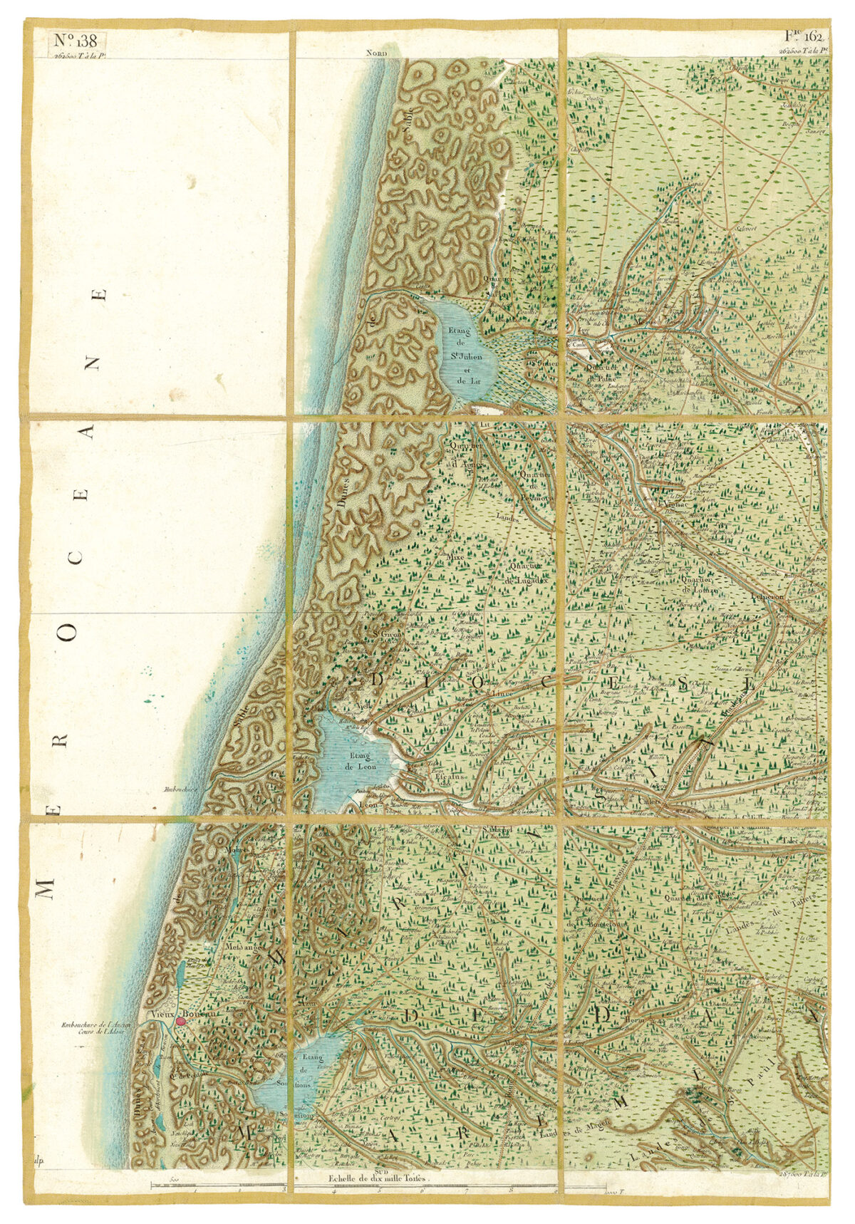 Détail de la carte de Cassini, Vieux-Boucau, édition d'art