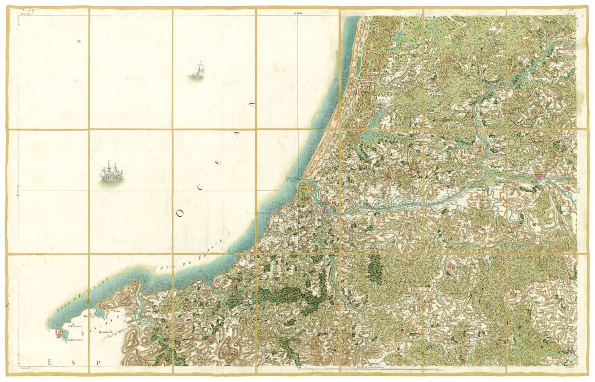 Détail de la carte de Cassini, Bayonne, édition d'art