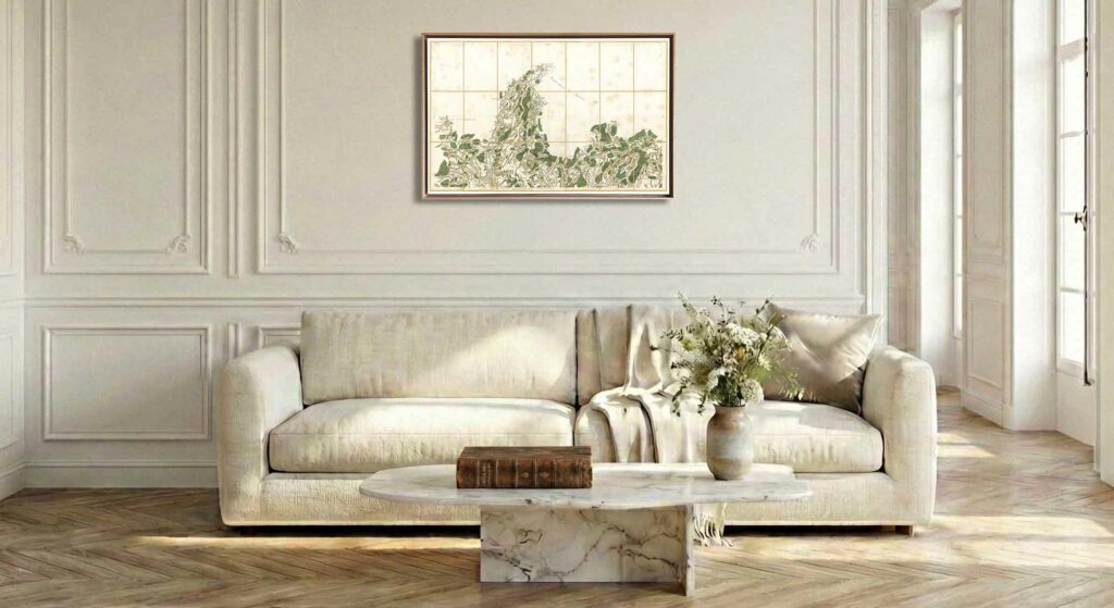 Encadrement caisse américaine en chêne clair pour carte de Cassini - Feuille 141bis - Luxembourg