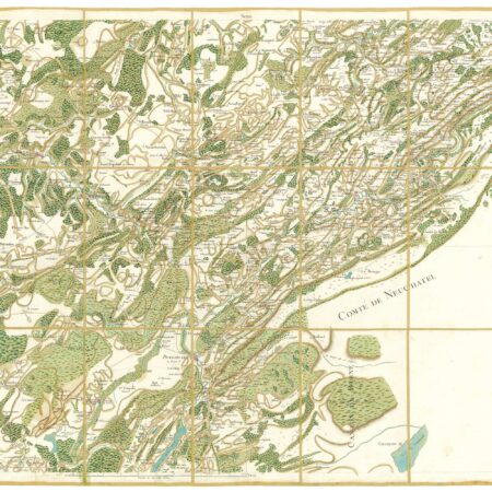 Détail de la carte de Cassini, Besançon, édition d'art