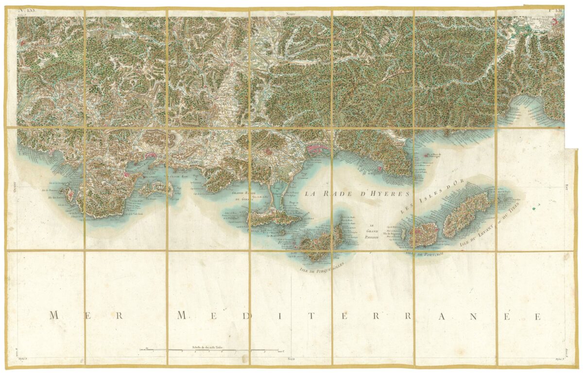 Détail de la carte de Cassini, Toulon, édition d'art