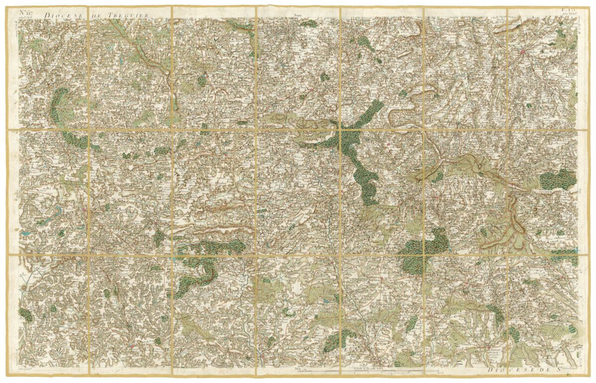 Détail de la carte de Cassini, Uzel, édition d'art