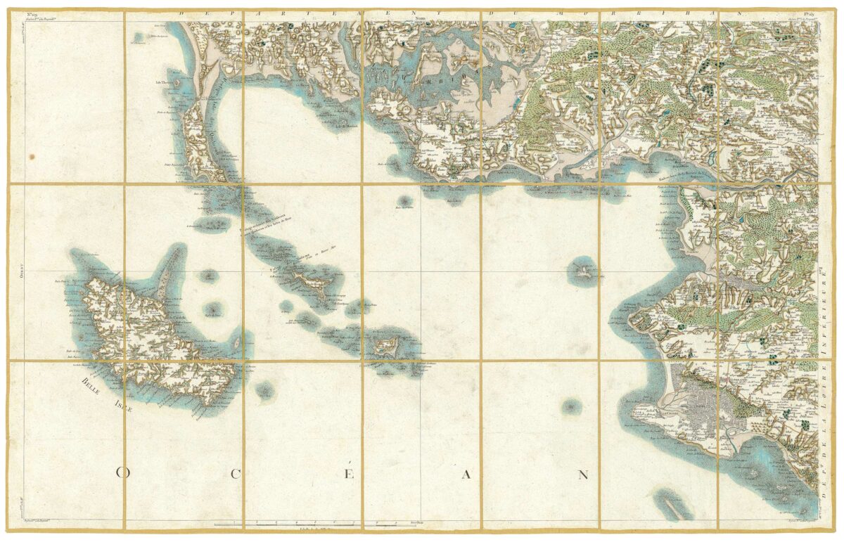 Détail de la carte de Cassini, Belle-Isle, édition d'art