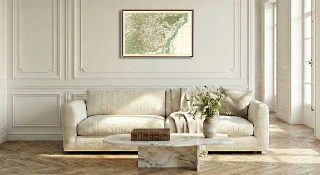 Encadrement caisse américaine en chêne clair pour carte de Cassini - Feuille 162 - Strasbourg