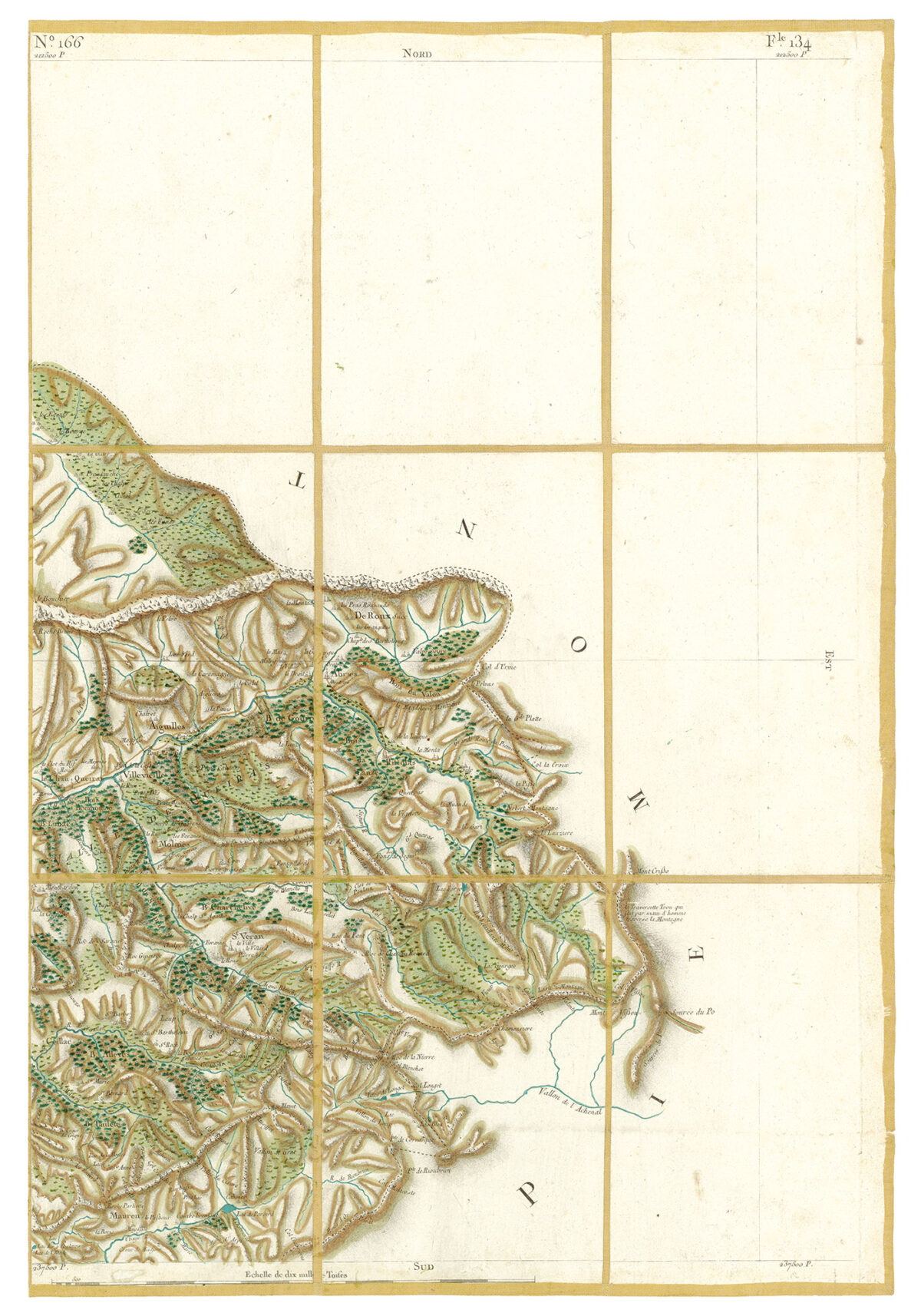 Détail de la carte de Cassini, Queyras, édition d'art