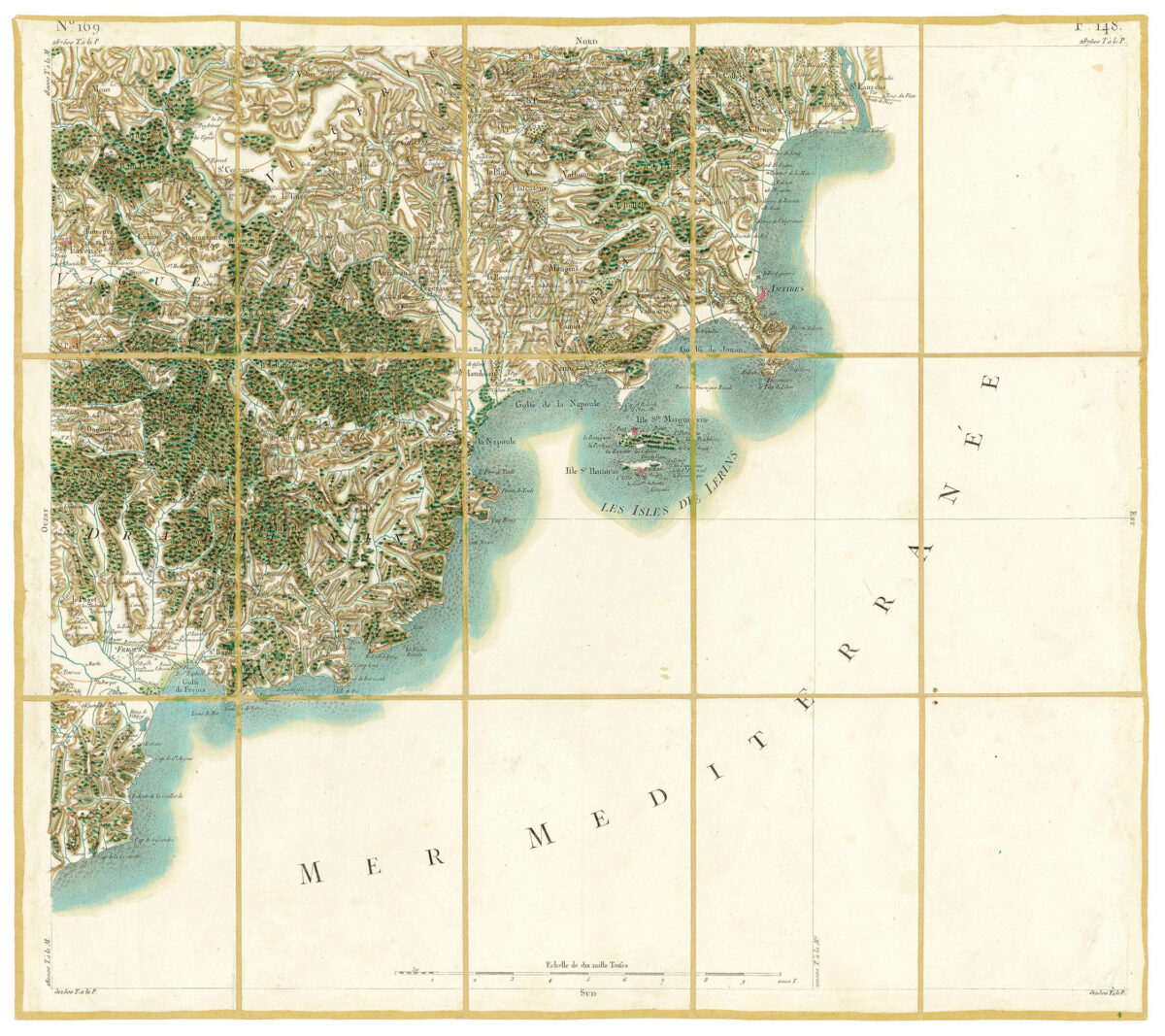 Détail de la carte de Cassini, Antibes, édition d'art