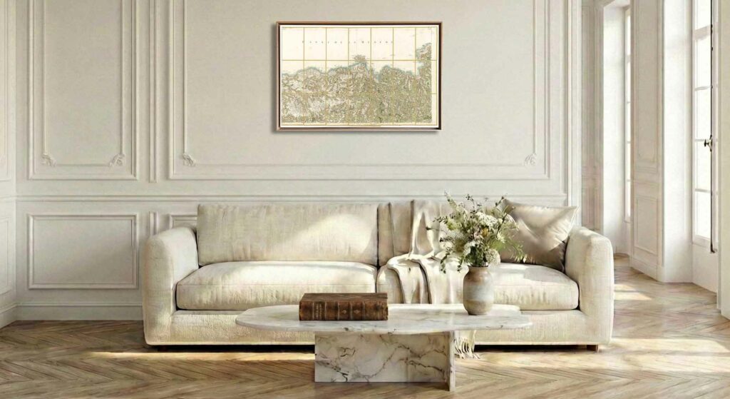 Encadrement caisse américaine en chêne clair pour carte de Cassini - Feuille 170 - Saint-Pol-de-Léon