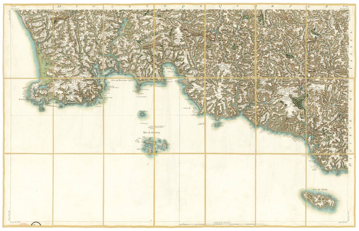 Détail de la carte de Cassini, Quimperlé – Ile de Groix – Quimper, édition d'art