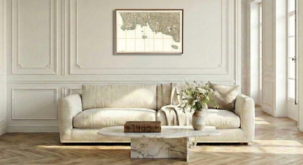 Encadrement caisse américaine en chêne clair pour carte de Cassini - Feuille 172 - Quimperlé – Ile de Groix – Quimper