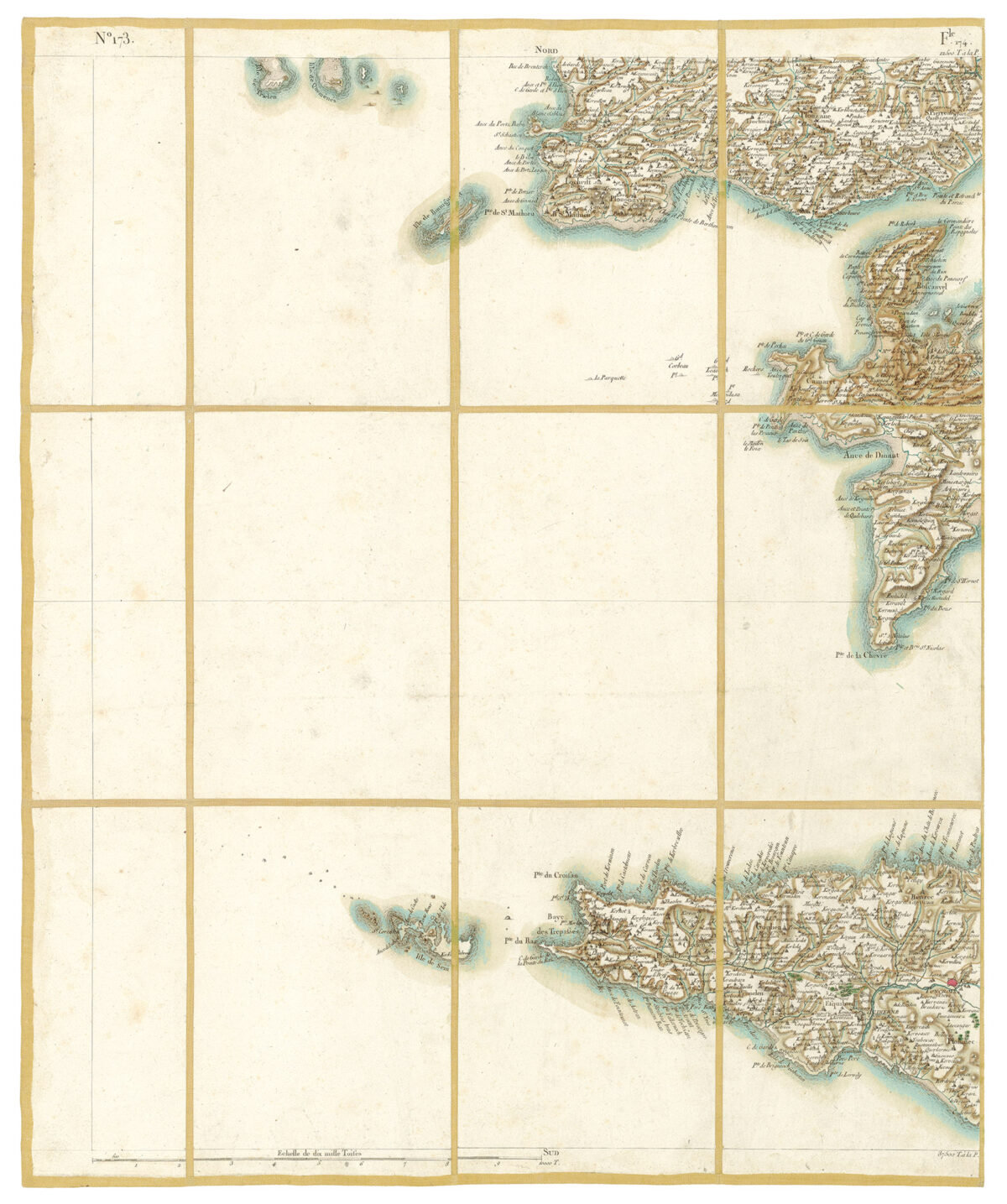 Détail de la carte de Cassini, Audierne – Rade de Brest, édition d'art