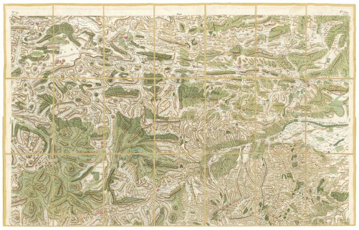Détail de la carte de Cassini, Montlouis – Mosset, édition d'art
