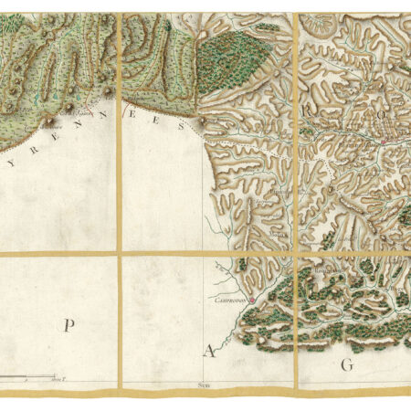 Détail de la carte de Cassini, Puigcerdá - Prats de Mollo - Fort des Bains, édition d'art