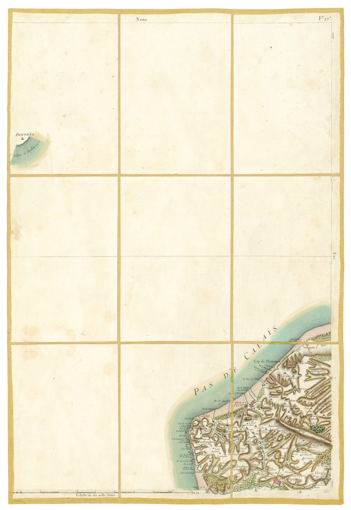 Détail de la carte de Cassini, Ambleteuse - Calais, édition d'art