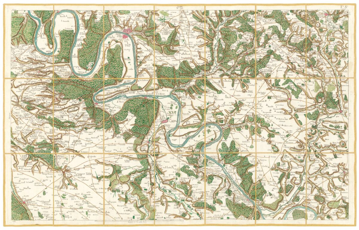 Détail de la carte de Cassini, Rouen, édition d'art