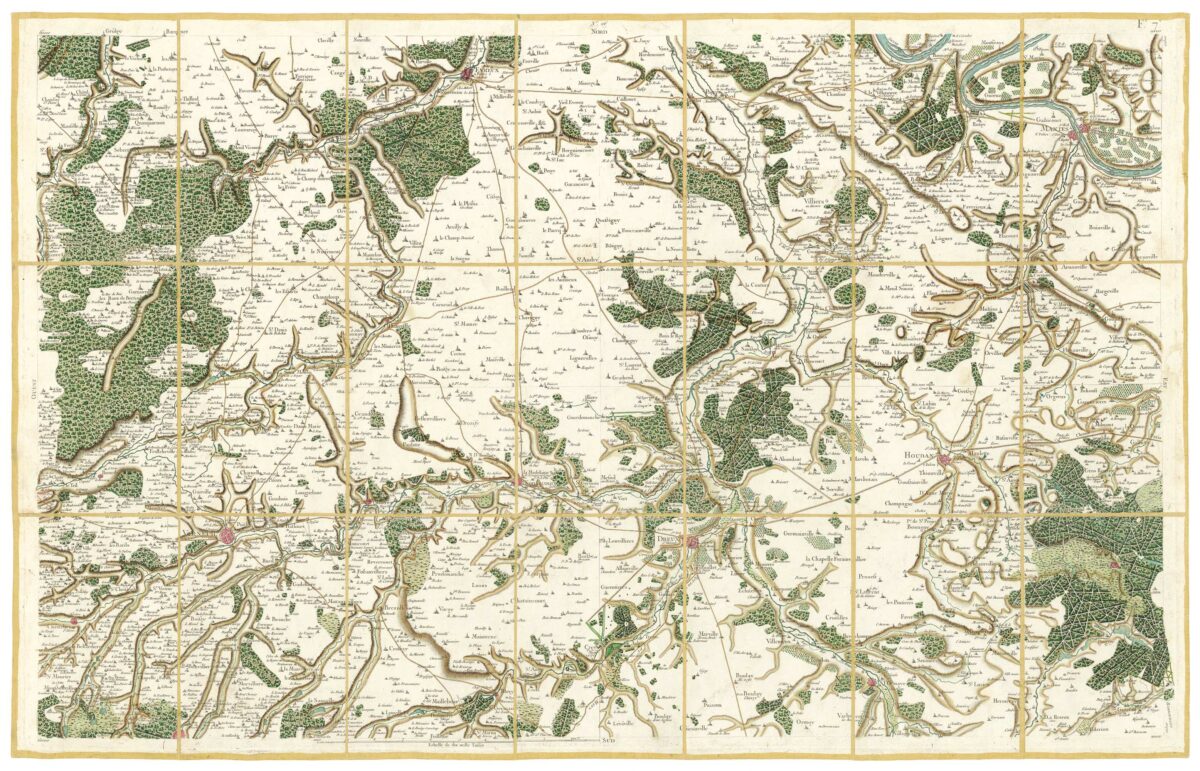 Détail de la carte de Cassini, Évreux – Dreux, édition d'art