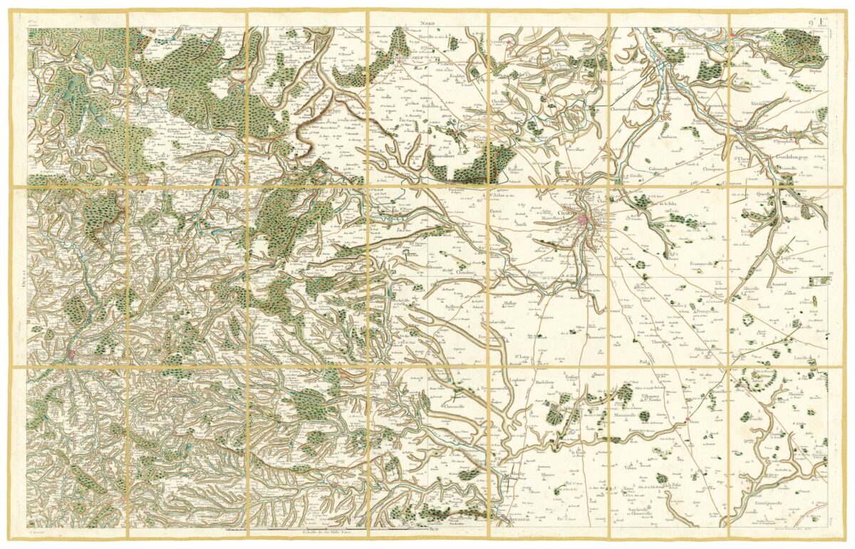 Détail de la carte de Cassini, Chartres, édition d'art