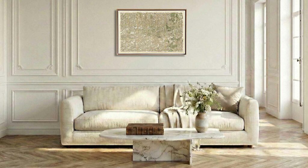 Encadrement caisse américaine en chêne clair pour carte de Cassini - Feuille 36 - Cahors