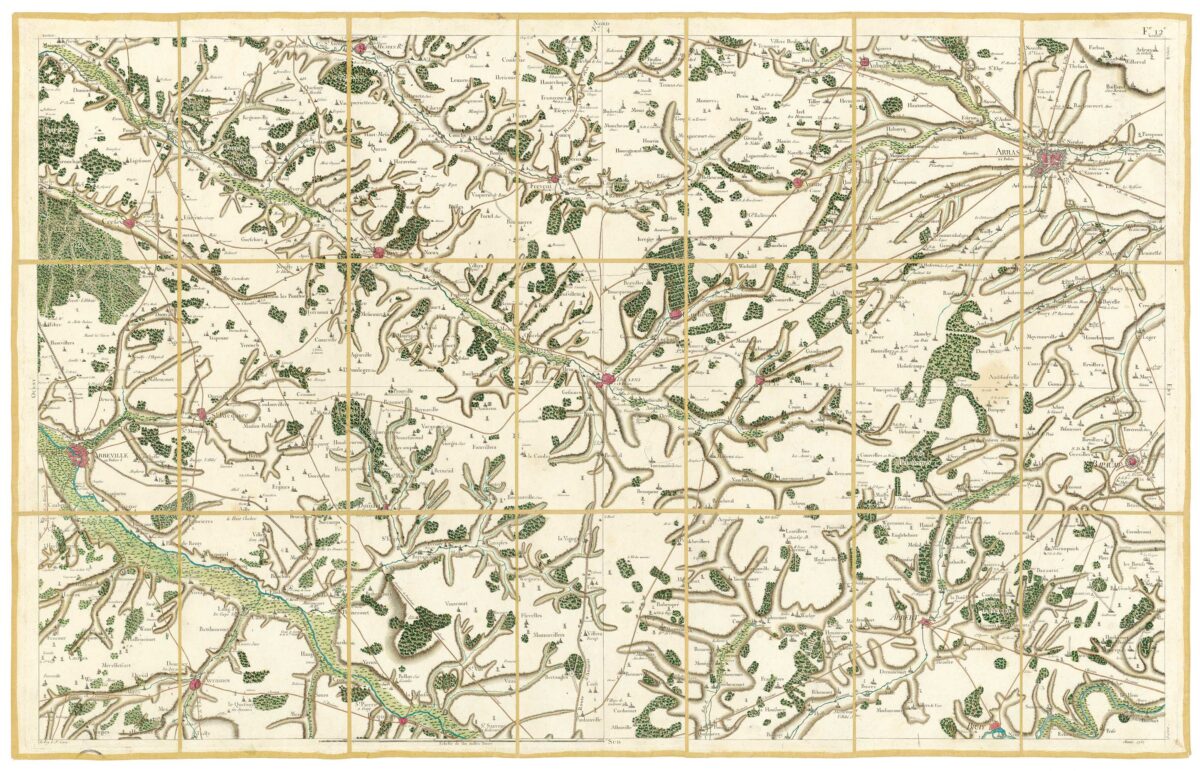 Détail de la carte de Cassini, Abbeville – Arras, édition d'art