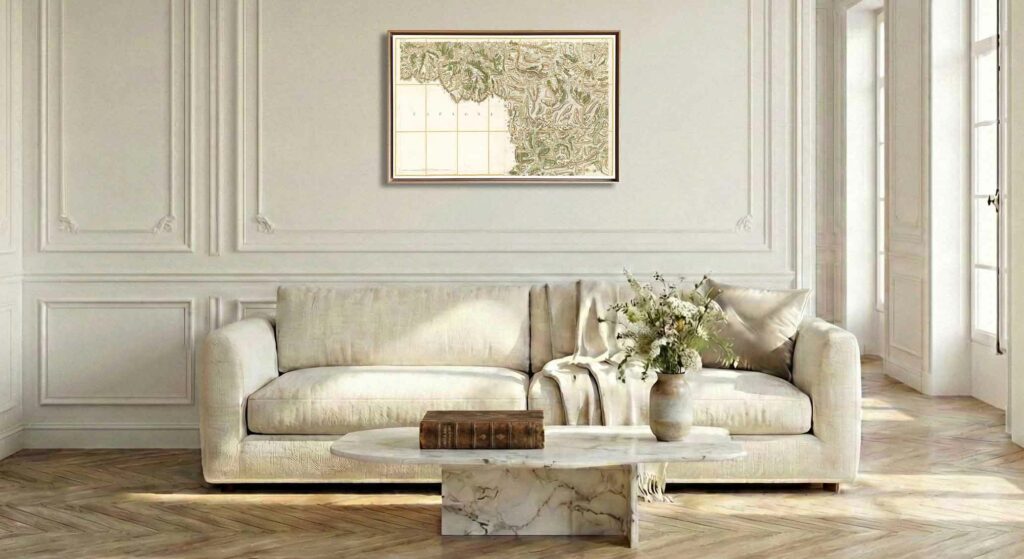 Encadrement caisse américaine en chêne clair pour carte de Cassini - Feuille 40 - Ax