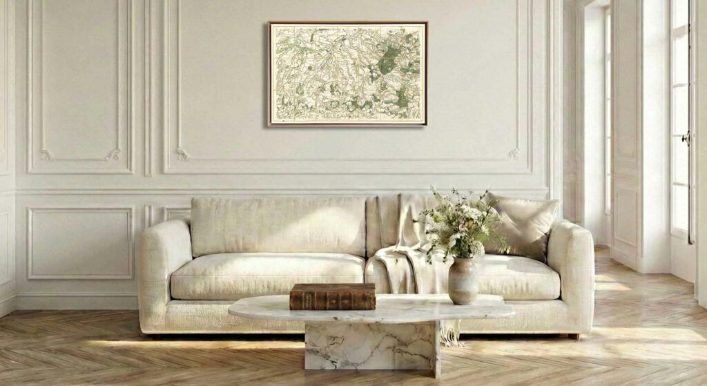 Encadrement caisse américaine en chêne clair pour carte de Cassini - Feuille 42 - Cambrai