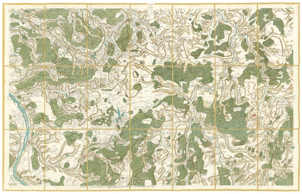 Détail de la carte de Cassini, Vézelay – Cosne, édition d'art
