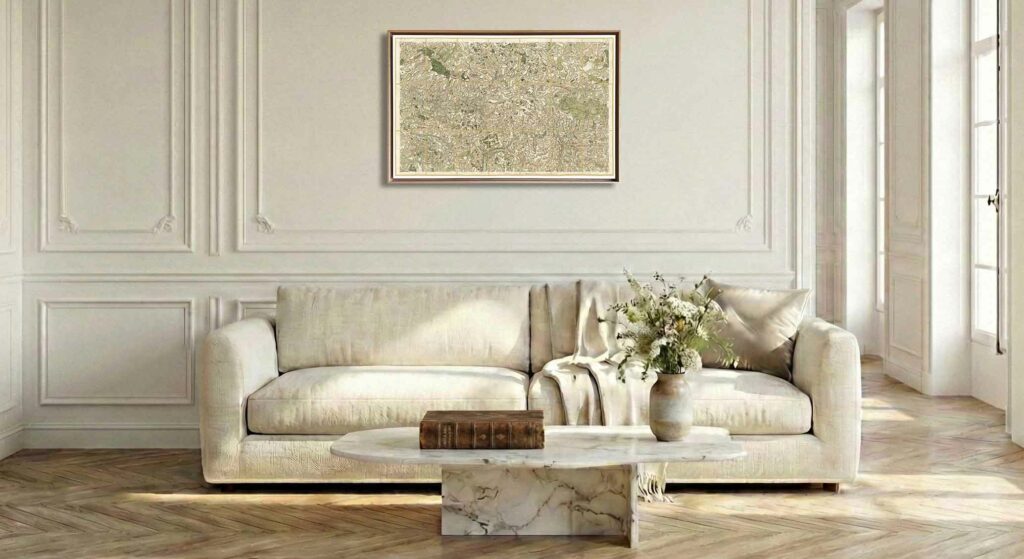 Encadrement caisse américaine en chêne clair pour carte de Cassini - Feuille 55 - Mende