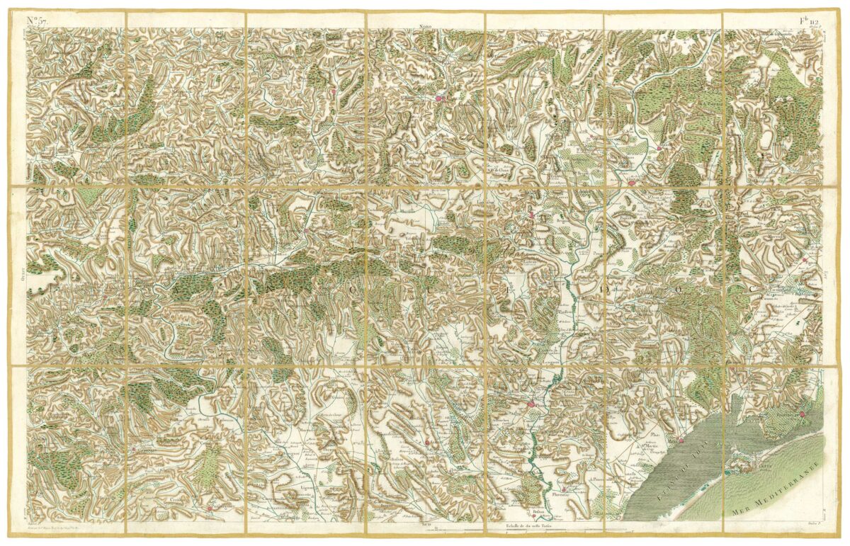 Détail de la carte de Cassini, Lodève, édition d'art