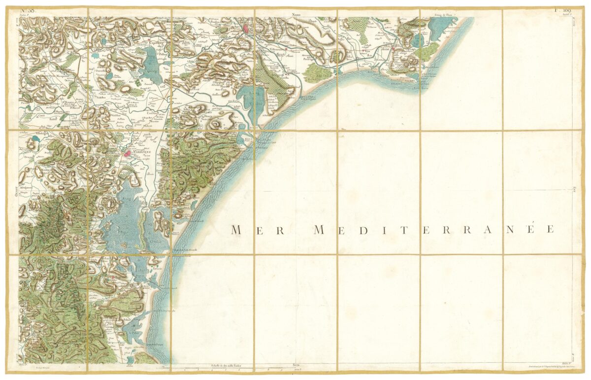 Détail de la carte de Cassini, Narbonne, édition d'art