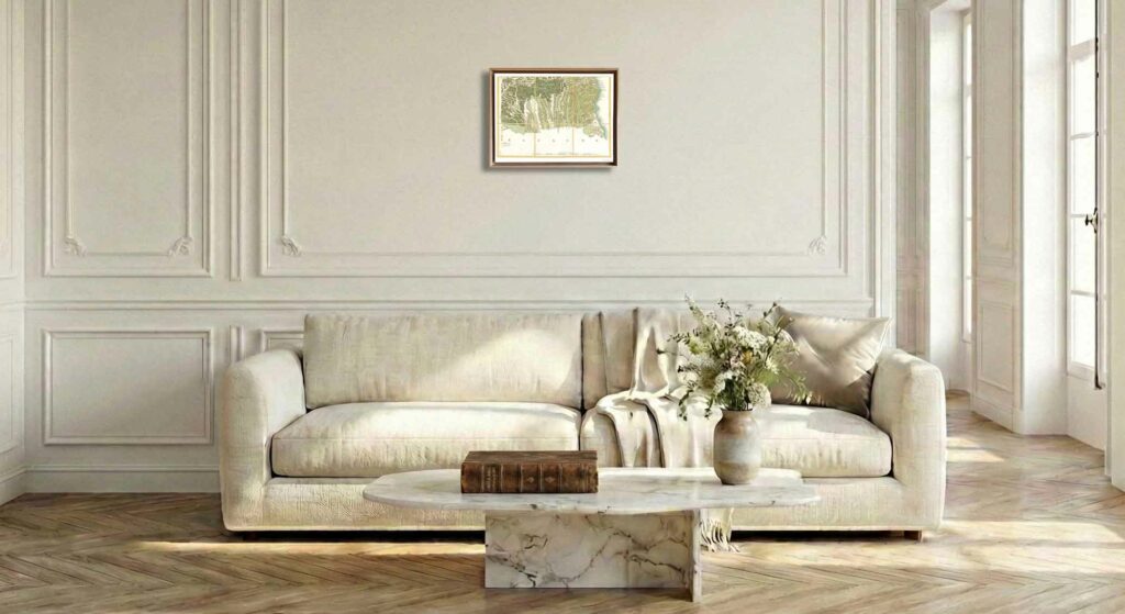 Encadrement caisse américaine en chêne clair pour carte de Cassini - Feuille 59bis - Bellegarde