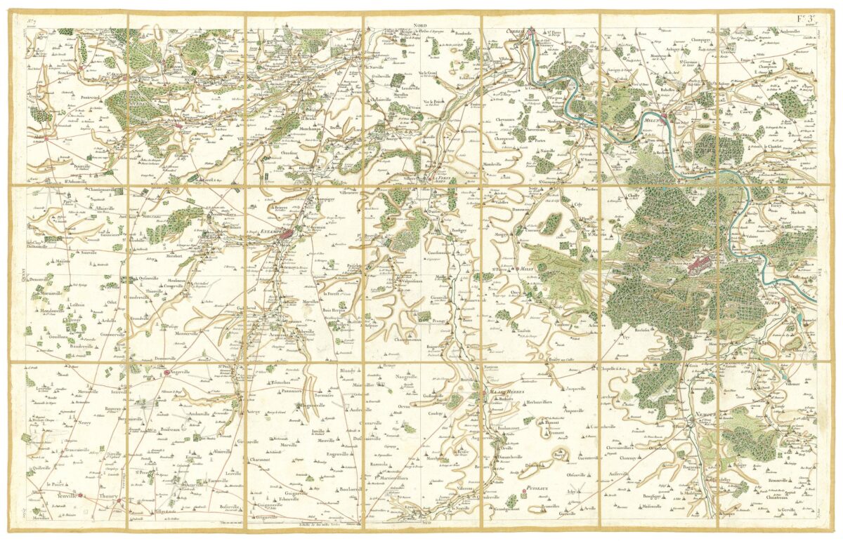 Détail de la carte de Cassini, Fontainebleau - Étampes, édition d'art
