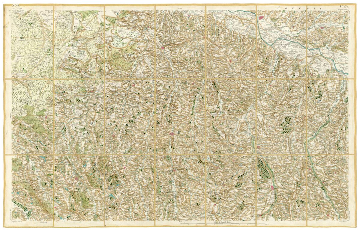 Détail de la carte de Cassini, Agen, édition d'art