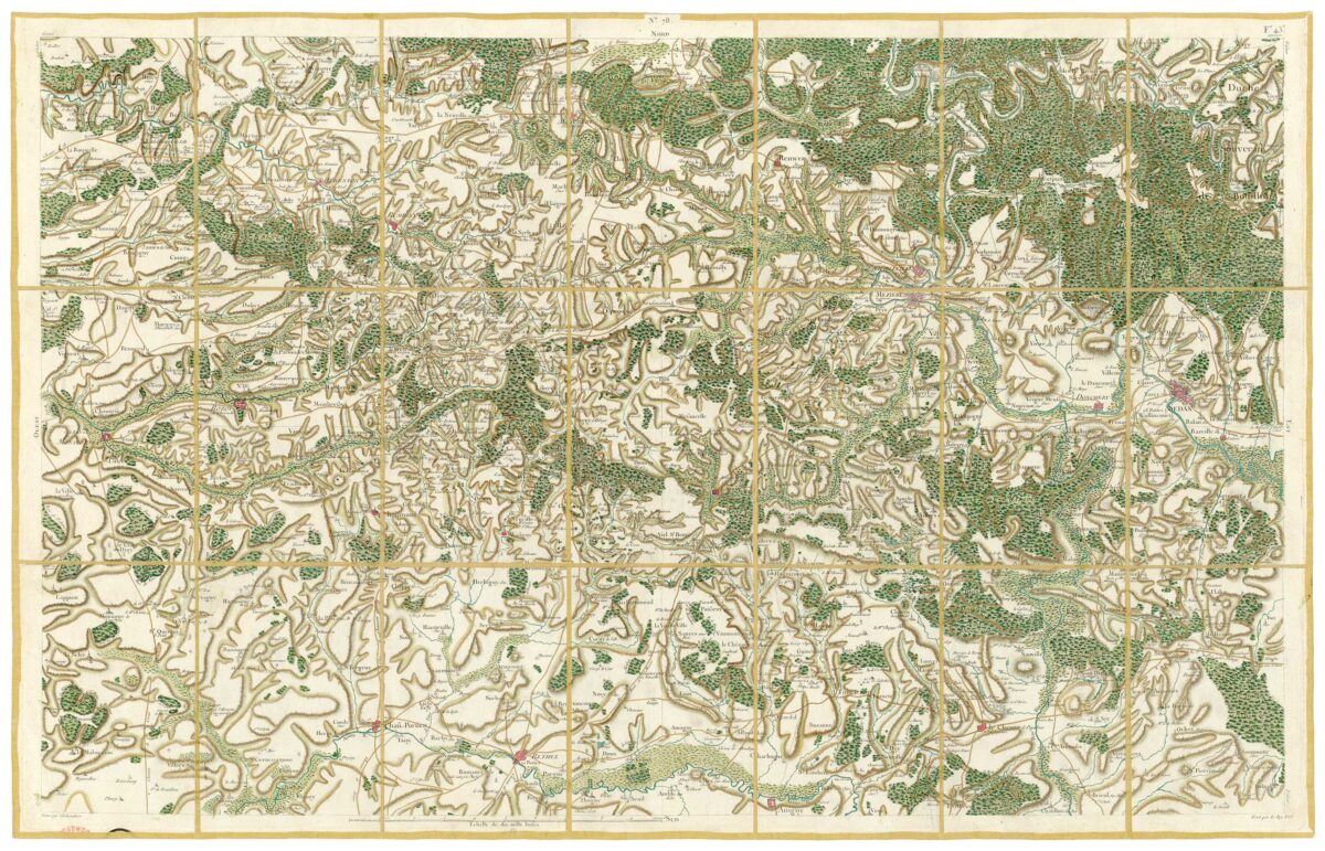 Détail de la carte de Cassini, Mézières – Sedan, édition d'art
