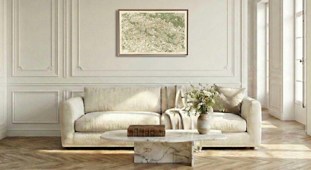 Encadrement caisse américaine en chêne clair pour carte de Cassini - Feuille 78 - Mézières – Sedan