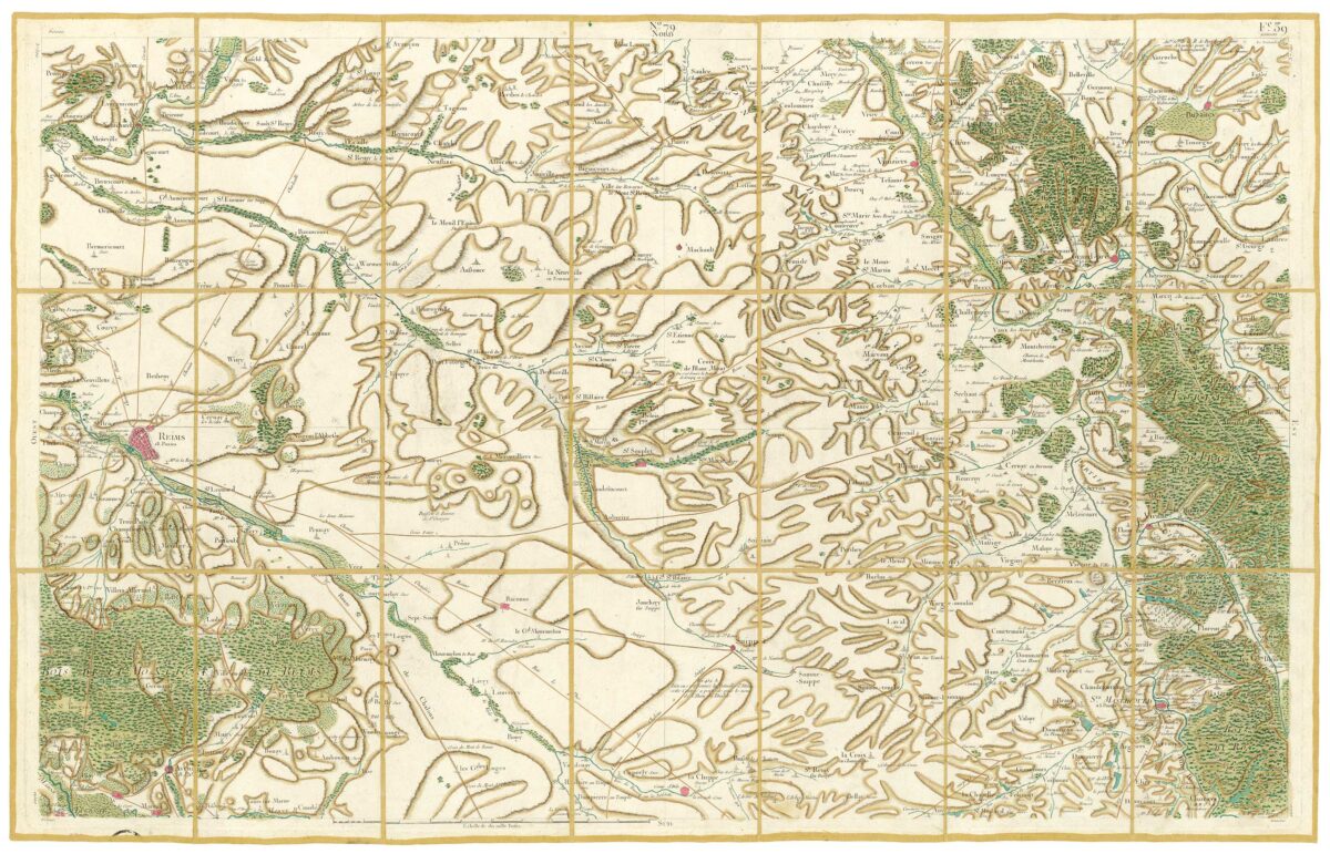 Détail de la carte de Cassini, Reims, édition d'art